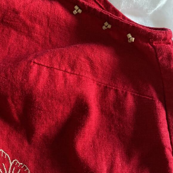 ERIKA WOMAN Tank Top 2X Red with Bead & Embroidered Trim Linen Rayon *flaw - Picture 8 of 9